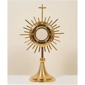 Gold Plated Brass Monstrance Mirror with Accents Tabletop Decorative Wedding Catholic Church Use Monstrance Mirror - Product Image 6