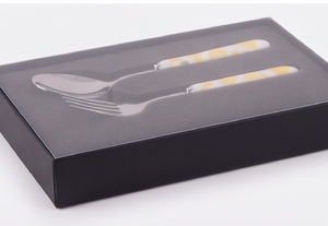 Modern Yellow Patterned Handle Stainless Steel Fork And Spoon Set Dishwasher Safe Cutlery For <b>Camping</b> Use - Product Image 6