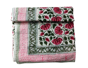 Juego de Cubrecamas de Algodón Kantha Hecho a Mano por Silkgram, Diseño Floral, Ecológico, Ligero, 300 Hilos, Personalizado, para Todas las Temporadas - Product Image 1