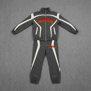 Yourbrand Men's Sporty Track Suit Set Grey <b>White</b> Stripe Breathable 100% Cotton Fleece Winter Wear Streetwear Color Blocking - Product Image 4