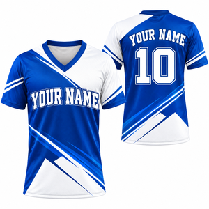 T-shirt de sublimation en polyester premium à col en V, manches courtes, léger et respirant, idéal pour le sport, design personnalisé et équipes - Product Image 5