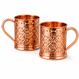 Mug à Moscow Mule en cuivre floral gaufré fait main, tasse à bière en cuivre pur de qualité supérieure, verre à cocktail vintage avec poignée en laiton - Product Image 3