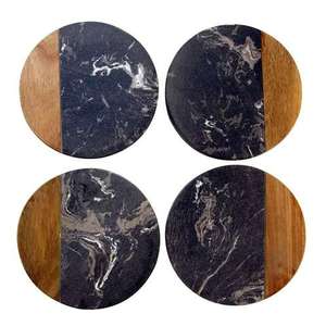 Ensemble de sous-verres ronds modernes en acacia, diamètre 300 mm, tapis antidérapants, épaisseur 5 mm, design réutilisable - Product Image 3
