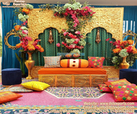 Décoration de cérémonie Haldi de luxe moderne pour l'extérieur, pour la mariée et le marié, mariage sud-indien, matériau en fibre de verre