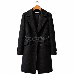 Cosh International Delta Sigma Greek Apparel - Abrigo de lana elegante para mujer, manga larga, largo midi, color negro - Product Image 1