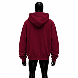 Custom Maroon <b>Oversized</b> <b>Hoodie</b> <b>Men</b> Streetwear Pullover With Curved Seam Design Drop Shoulder Heavyweight Casual Fashion Styles - Product Image 2