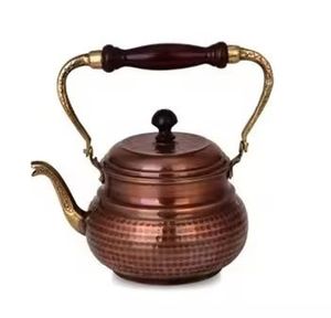 Hammered Copper Teapot Wooden Handle Vintage Kettle Handmade Tea <b>Coffee</b> Pot Traditional Kitchen Serving Decor Gift - Product Image 3