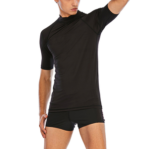 T-shirt de compression à manches courtes pour homme, noir, séchage rapide, polyester, haut de sport pour adulte - Product Image 2