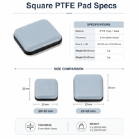 Patins de protection carrés en PTFE 20x20mm autocollants pour pieds de chaise et de table, protection du sol