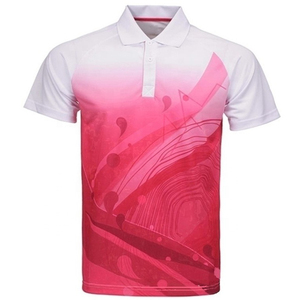 Custom <b>Men</b> <b>Pink</b> Polo <b>Shirt</b> Geometric Gradient Sublimation Print Short Sleeve Breathable Quick Dry Golf Tennis Sports Jerseys - Product Image 3