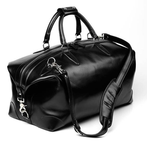Sac de voyage week-end en cuir véritable marron avec fermeture éclair, grande capacité, bagage de voyage unisexe, design à poignée souple - Product Image 3