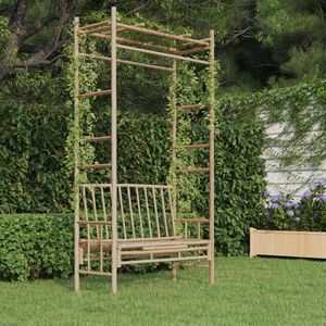 Banc de jardin en bambou naturel moyen avec pergola, auvent extérieur et gazebo - Product Image 1