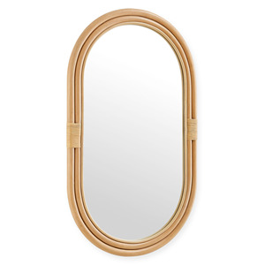 Natural <b>rattan</b> mirrors best seller home furnishing accessory handmade oval dressing mirror - Product Image 2