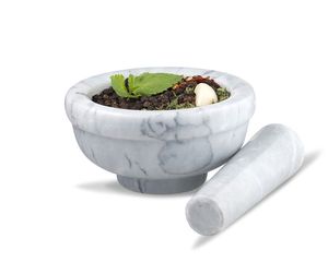 Kitchen Marble Mortar And Pestle Set For Grinding Spices Herbs <b>Garlic</b> And Making <b>Fresh</b> Masala At Home - Product Image 3