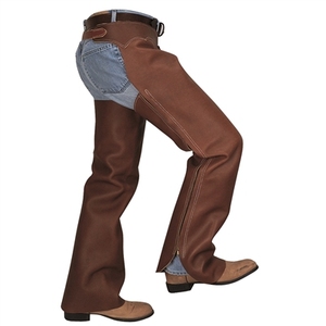 Pantalones largos de cuero genuino para montar a caballo, estilo western, de gamuza dividida. - Product Image 3