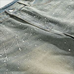 Shorts en jean unisexe streetwear 100 % coton de haute qualité, brodés, taille mi-haute, effet usé, décontractés, respirants, pour l'été - Product Image 3
