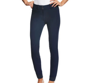 Pantalon d'équitation pour femme taille haute, longueur intégrale, en tricot Spandex Nylon, avec braguette boutonnée, couleur unie, avec poches - Product Image 1