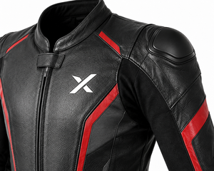 X Standard One-Piece Leather Motorcycle <b>Suit</b> | Black <b>Red</b> Gray | X Logo | OEM ODM Manufacturer | Premium Design | Racing Wear | - Product Image 5