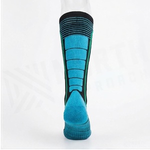 <b>Knee</b> <b>High</b> Cycling <b>Socks</b> Blue Black Striped Breathable Knitted for Adults Summer Sport Wear - Product Image 2
