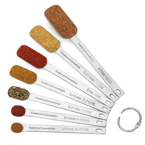 Juego de cucharas medidoras de acero inoxidable, 7 piezas, apto para lavavajillas, diseño minimalista para cocinar, hornear, café - Product Image 6