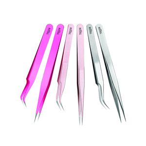 Ensemble de pinces à cils pour extensions de cils, outils de beauté, kit de cils avec pointe en fibre personnalisable en or et noir - Product Image 6