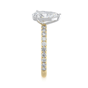 Anillo de Compromiso con Diamante Cultivado en Laboratorio, Corte Pera, 1.50 CTW, Banda Pavé, Oro Sólido de 14K, Bañado en Rodio, Certificado IGI, Joyería Nupcial de Lujo - Product Image 5