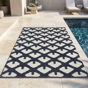 Handmade PVC Plastic Indoor/Outdoor Rug Striped Pattern Washable Kitchen and Living Room Carpet for Car Bath Exercise Bar Use - Product Image 1