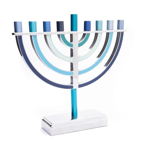 Colorful Aluminum Hanukkah & Christmas Menorah Handmade Eco-Friendly <b>Decorative</b> Candle Holder for Home <b>Table</b> Display - Product Image 1