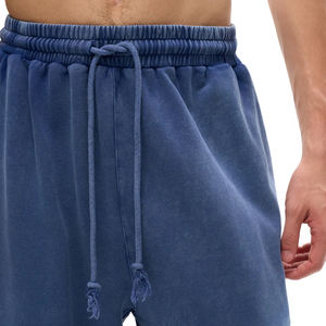 กางเกงขายาวทรงตรงผ้าฝ้ายคุณภาพสูง 100% ซักแบบสโนว์วอช เอวกลาง สไตล์ลำลอง น้ำหนักเบา ผ้าฟลีซทรงหลวม สีเข้ม - Product Image 2