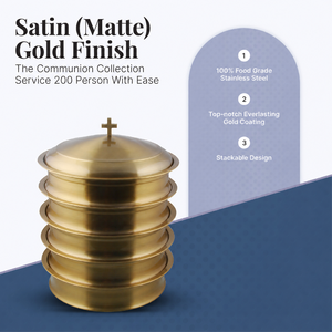 Juego de Bandejas Portátiles de Comunión Navideñas de Alta Calidad, 5 Bandejas de Acero Inoxidable, 1 Tapa, Acabado Dorado Mate, Latón Duradero - Product Image 2