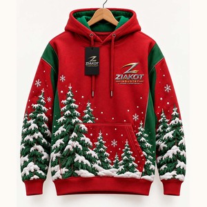 Sudadera con Capucha Deportiva Ziakot al por Mayor, Personalizada, con Diseño 3D Abstracto de Pinceladas en Rojo, Negro y Blanco - Product Image 5