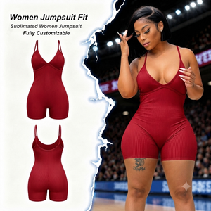 Combinaison moulante bleue à manches longues et fermeture éclair sur le devant pour femme, taille haute, tricotée, sexy, tenue de club, longueur intégrale, couleur unie, en Spandex et Polyester - Product Image 1
