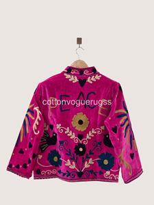 Handmade Velvet Suzani Eco-Friendly Winter Boho Embroidered Women's Luxury <b>Coat</b> for Party Wear - Product Image 2