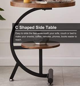 Mesa Auxiliar de Metal y Madera Tradicional, Duradera y Ecológica para Espacios Comerciales Interiores, Salas de Estar y Servicio de Café - Product Image 5