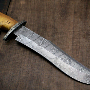 Couteau de chasse robuste pour l'extérieur, lame fixe, outil de survie et de camping, lame durable en acier Damas, fabrication DIY, OEM, ODM, vente en gros - Product Image 2