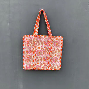 Bolso Tote Acolchado Kantha Hecho a Mano, Personalizable, Grande, Estilo Boho, para Playa y Viajes, Bolso de Compras Bordado con Bolsillo Interior, Color Sólido - Product Image 1