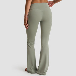 New Ladies Side <b>Pocket</b> Design Flare Bottom Breathable <b>Legging</b> Sports Fitness <b>Workout</b> High Waist Seamless Hip Lifting Pants - Product Image 6