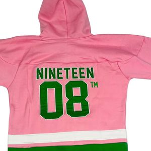 เสื้อฮู้ดฮอกกี้ AKA สีชมพูเขียว บล็อกสี ยูนิเซ็กส์ เสื้อฮู้ดลำลอง สไตล์สปอร์ต แขนยาว แฟชั่น เสื้อผ้าสไตล์กรีก - Product Image 6