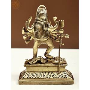 Estatua de latón Maa Kali pequeña hecha a mano de 4 pulgadas escultura de ídolo de Metal intrincadamente hecha a mano - Product Image 4