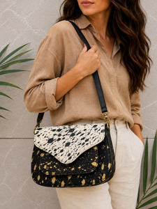 New Arrival Handbag Metallic Leather Sling Bag Gypsy Boho Cowhide Leather Vintage Handmade Western Style Sling Bag - Product Image 2