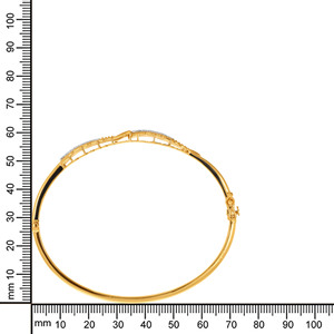 18K Yellow Gold Diamond Feather Leaf <b>Bangle</b> <b>Bracelet</b> for Women - Product Image 5