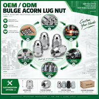 Mur Baut Roda Tipe Bulge Acorn Lug Nut Closed End Cone Seat, Pengikat Otomotif Kustom OEM