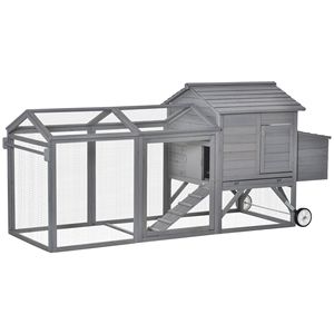 Pollaio Portatile in Legno 965 con Ruote, Gabbia per Conigli, Casetta per Galline, Recinto Esterno, Nido, Colore Grigio - Product Image 1