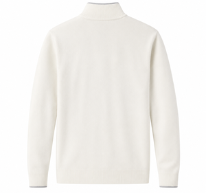 Custom White Quarter Zip <b>Pullover</b> Sweater High Collar Knit <b>Jumper</b> OEM Manufacturer - Product Image 2