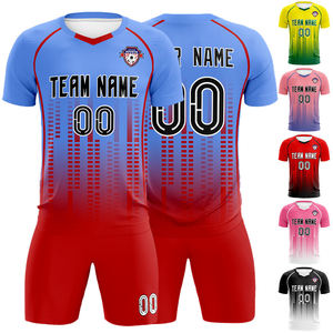 Conjunto de Camiseta de Fútbol Personalizada Morada y Amarilla, Cuello en V, Manga Corta, Sublimada, Transpirable, Unisex, para Adultos - Product Image 1