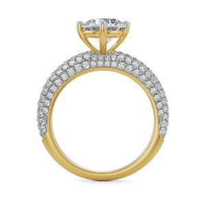 Elegante Anillo de Compromiso y Boda con Moissanita de Corte Redondo Chapado en Oro Rosa y Engaste de Diamantes en Múltiples Hileras - Product Image 3