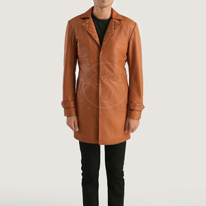 Manteau en cuir de luxe pour homme, élégant, coupe longue, matière durable, idéal pour la mode d'hiver et les événements formels - Product Image 3