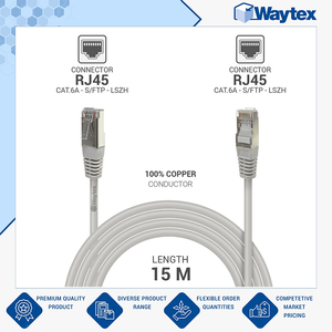 Cable RJ45 Cat. 6 S/FTP LSOH Gris de 15.00m, 100% Cobre, Calidad Premium de Alto Estándar Cable de Red 6a para Oficina y Comercio - Product Image 2