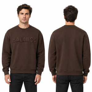 Sweat-shirt à col rond marron personnalisé pour homme, avec lettrage en relief, coupe classique, pull décontracté en coton tricoté, idéal pour l'automne - Product Image 4