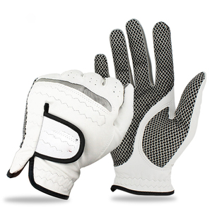 Unisex Golf <b>Gloves</b> Genuine Leather Breathable <b>Mesh</b> Design Left Right Hand Sports Use White with <b>Black</b> Accents - Product Image 3